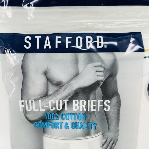 Stafford Men's 6 Full-Cut White Briefs Soft Ring Spun Cotton Sz 38 Brand New - Picture 1 of 8